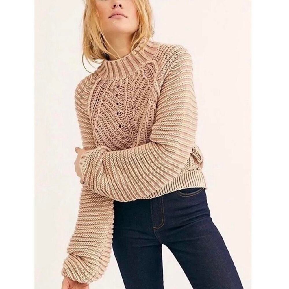 Free People Sweater Sweetheart Chunky Rib Knit Pullover Size XS